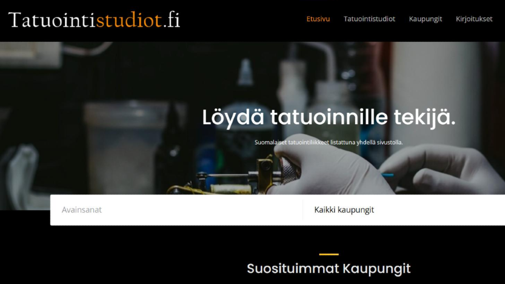 Tatuointistudiot.fi graafinen suunnittelu