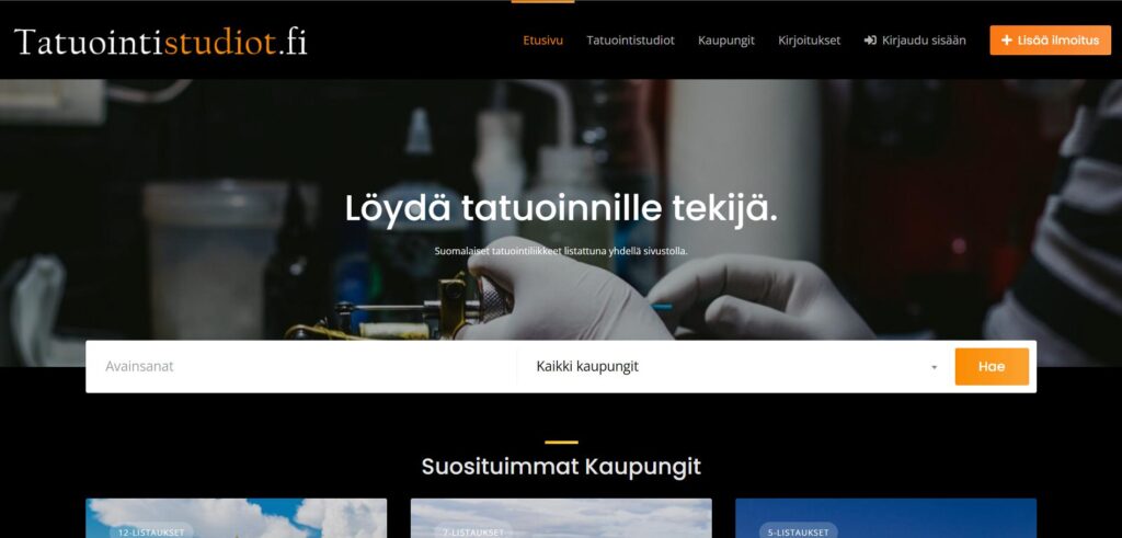 Kotisivut Yritykselle | Tatuointistudiot.fi